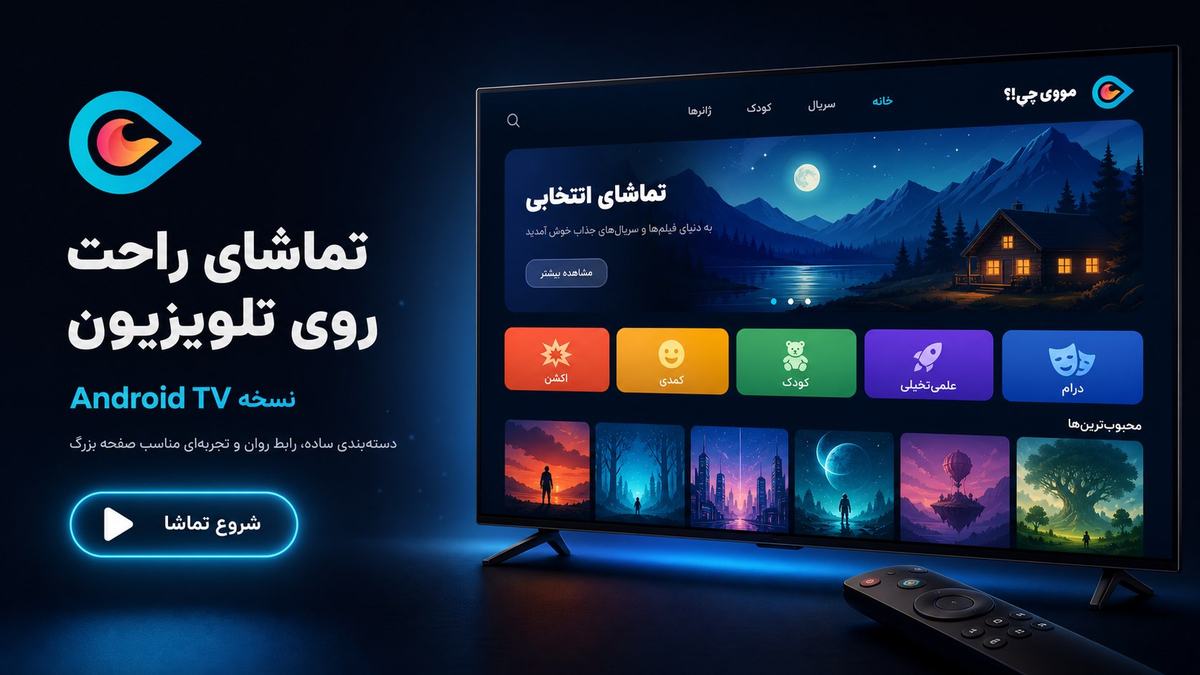 تصویر معرفی موویچی در گوگلپلی؛ نمایش دستهبندیهای فیلم و سریال روی تلویزیون